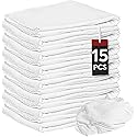 Nabob Wipers New Lint Free Cloth (15 Pack) - 100% Cotton Cleaning Rags Exact Cut - Premium White Rags for Cleaning House - White Rags for Dusting