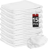 Nabob Wipers New Lint Free Cloth (15 Pack) - 100% Cotton Cleaning Rags Exact Cut - Premium White Rags for Cleaning House - White Rags for Dusting