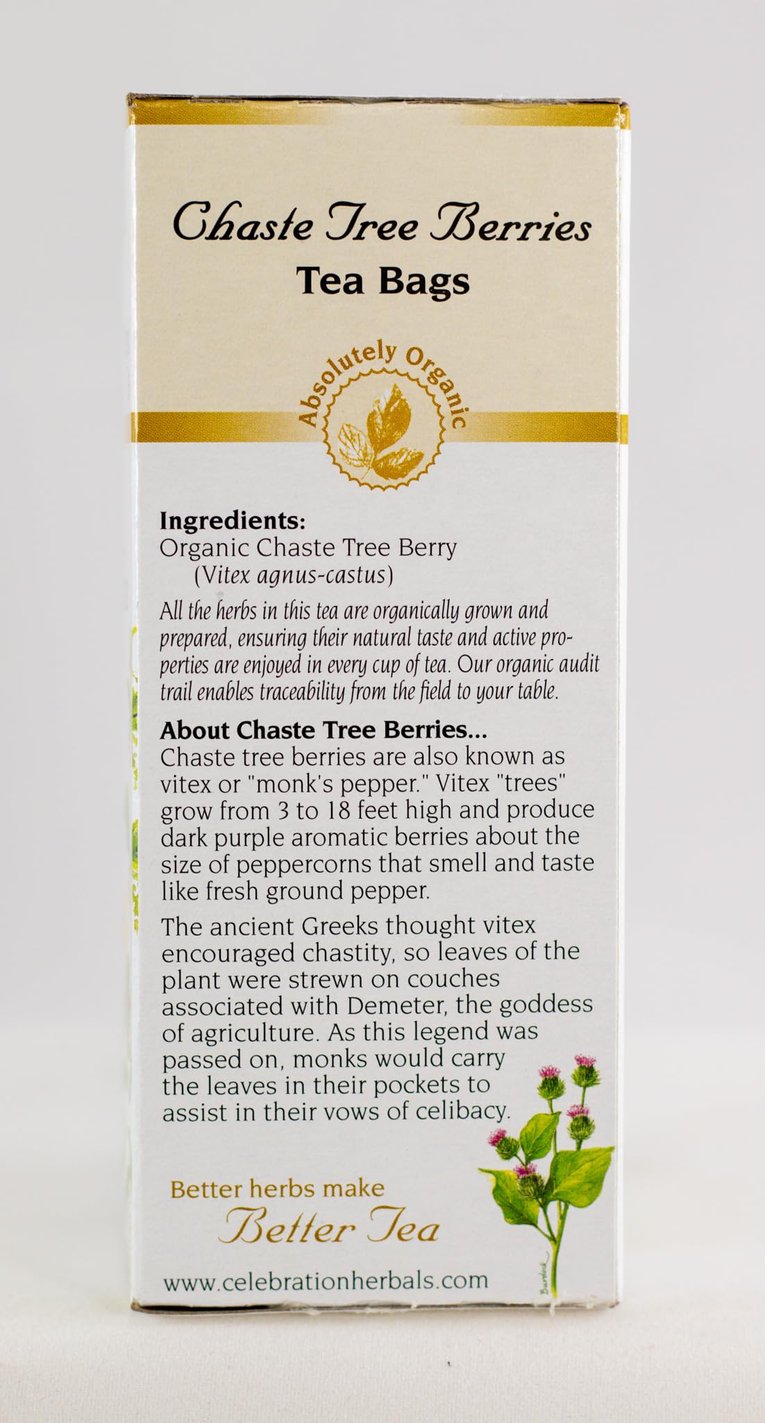 Celebration Herbals Organic Chaste Tree Berries Tea, 24 Bags