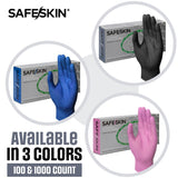 SAFESKIN Ultralight Disposable Nitrile Gloves - 2.0 Mil, Black, Large, 100 Count - Powder Free, Latex Free, All Purpose, Food Prep, Cooking, General