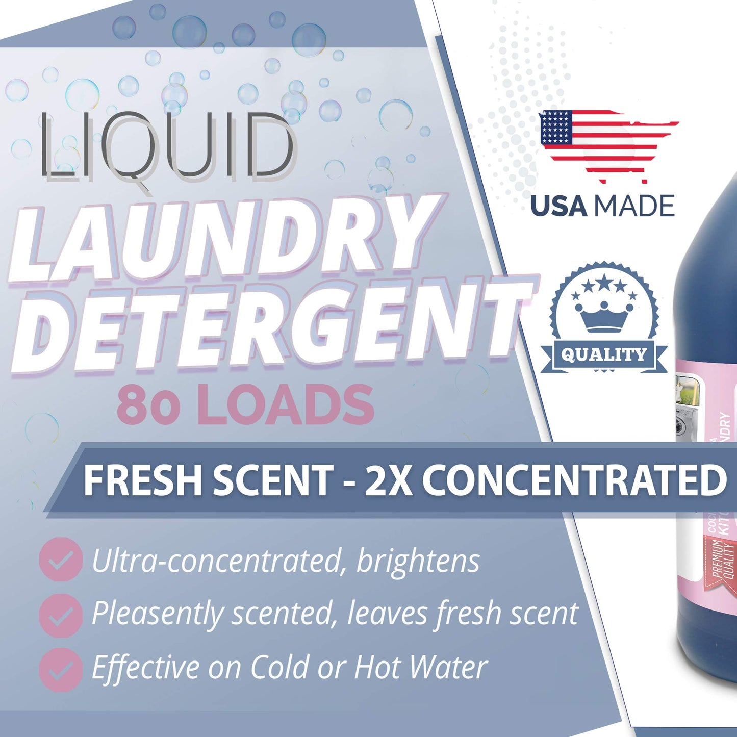 GreenFist Liquid Laundry Detergent Washing [ 80 Loads ] Fresh Pleasant Scent, 128 Ounce (1 Gallon)