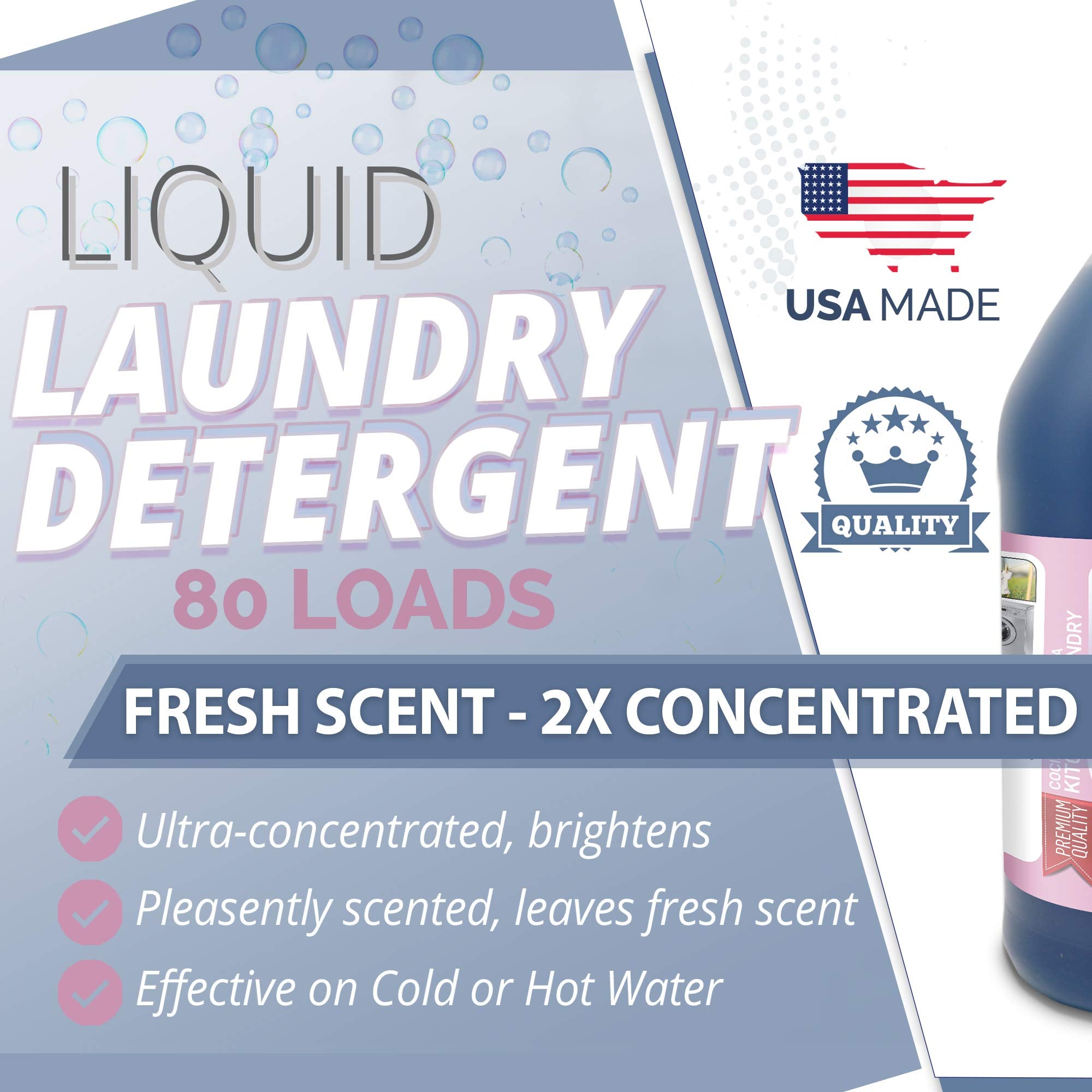 GreenFist Liquid Laundry Detergent Washing [ 80 Loads ] Fresh Pleasant Scent, 128 Ounce (1 Gallon)