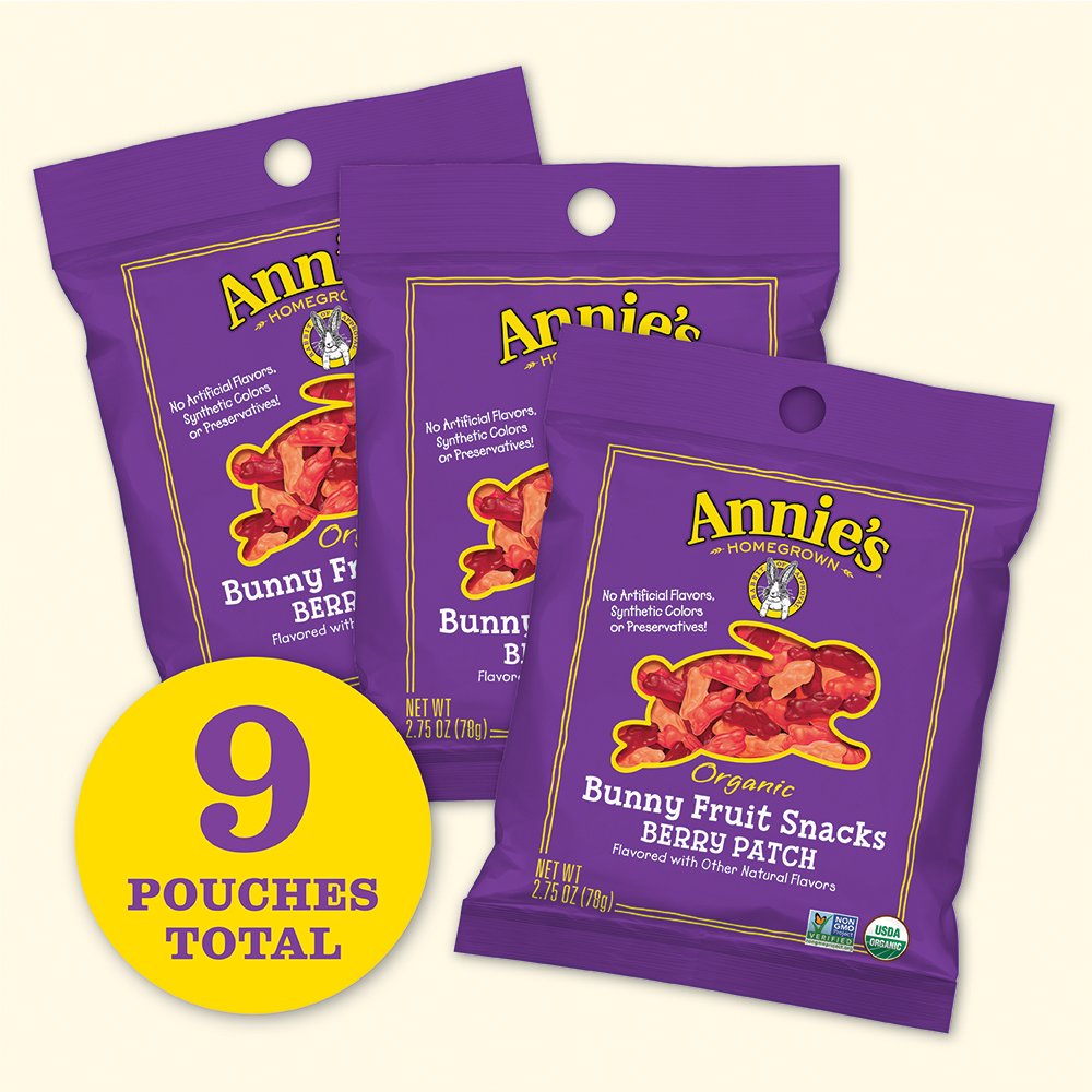 Annie's Organic Bunny Berry Patch Fruit Snacks, Gluten Free, 9 Bags