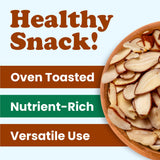 Dry Roasted Natural Sliced Almonds - 6 Ounces Unblanched Nuts, Oven Toasted, Unsalted, No Oil Added, Perfect for Cooking, Baking and Snacking, Vegan