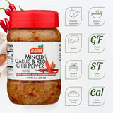 Badia Minced Garlic & Red Chili Pepper 8 oz - Spicy Savory Blend with Garlic and Crushed Red Pepper Flakes