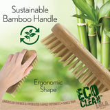 LOLA Bamboo Scrub Brush for Cleaning, Ergonomic Sustainable Durable Poly Bristles Made from Recycled Soda/Water Bottles Easy Hang Hole 1 Pack