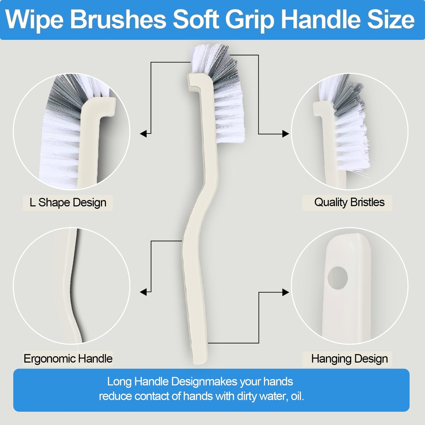 Asltw Small Scrub Brush Set, 6 pcs Cleaning Brush for Window Tracks, Grout, Corners and Crevices, Angled Bristles for Deep Cleaning, Multi Purpose