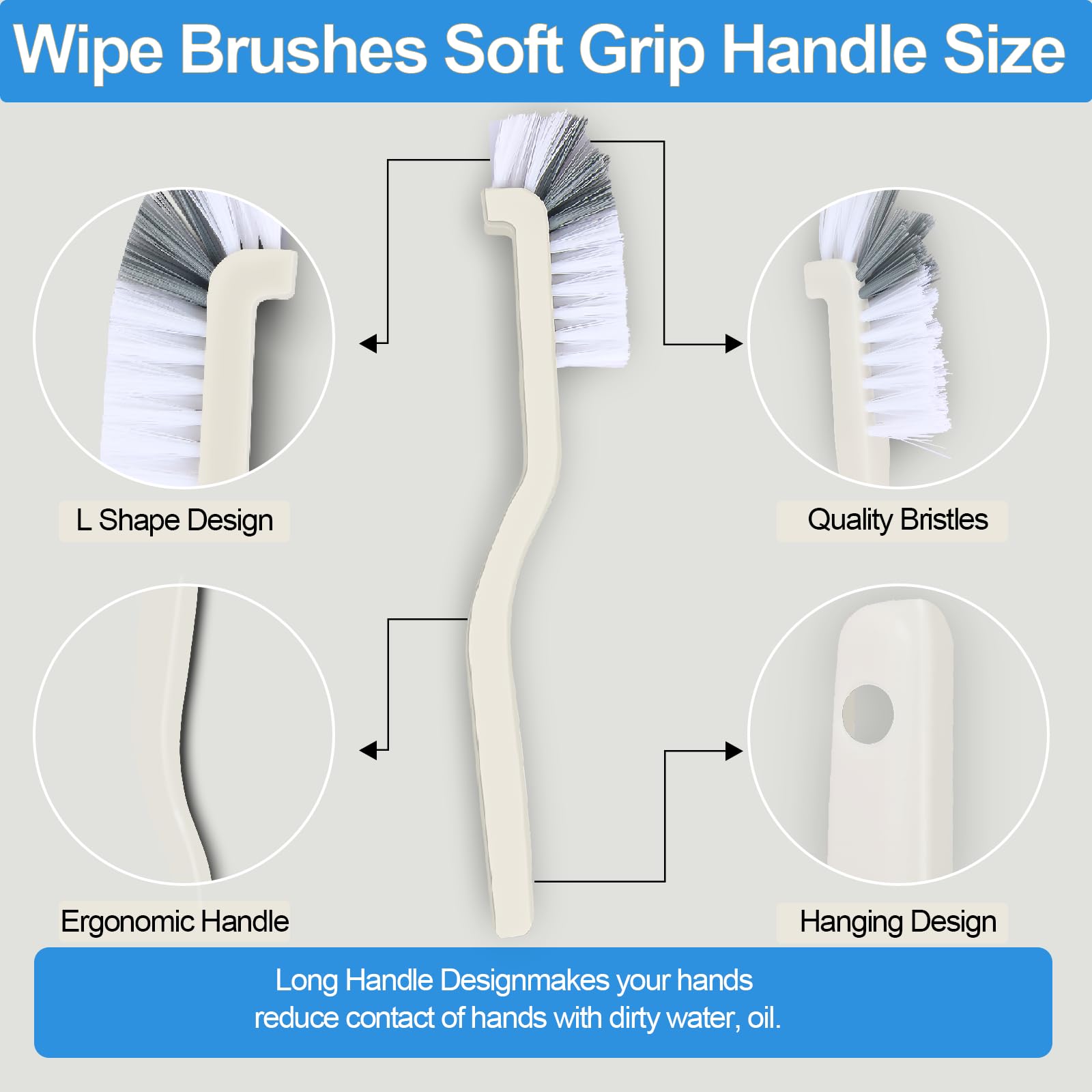 Asltw Small Scrub Brush Set, 6 pcs Cleaning Brush for Window Tracks, Grout, Corners and Crevices, Angled Bristles for Deep Cleaning, Multi Purpose