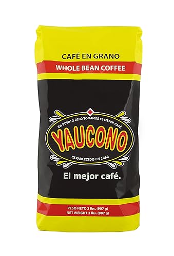 Yaucono Whole Bean Coffee in Bag, Medium Roast, Fresh From Puerto Rico, 2 Pound (Pack of 1)