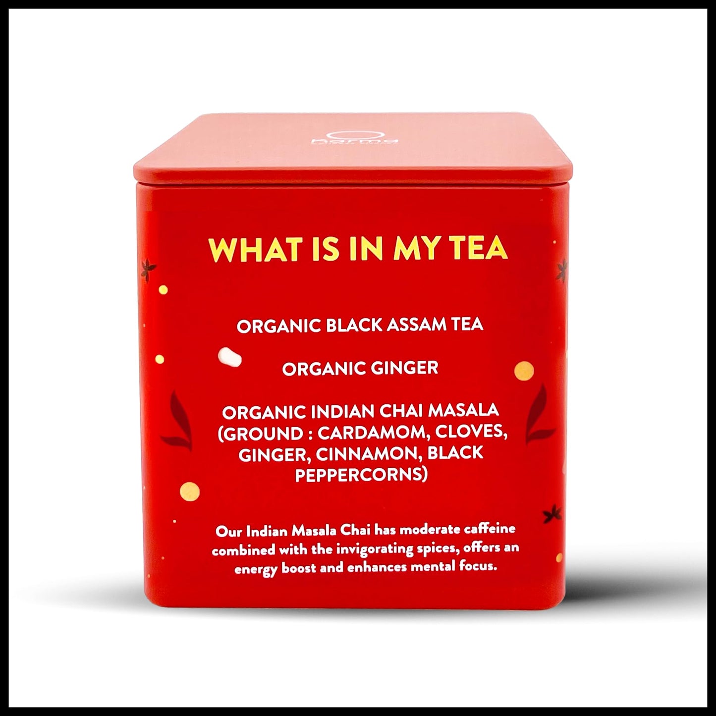 Karma Masala Chai - Herbal, Caffeine, Organic, Non-GMO Blend - Calming Herbs & Spices for Relaxation, Focus, Wellness, and Healthy Sipping - Re-Usable