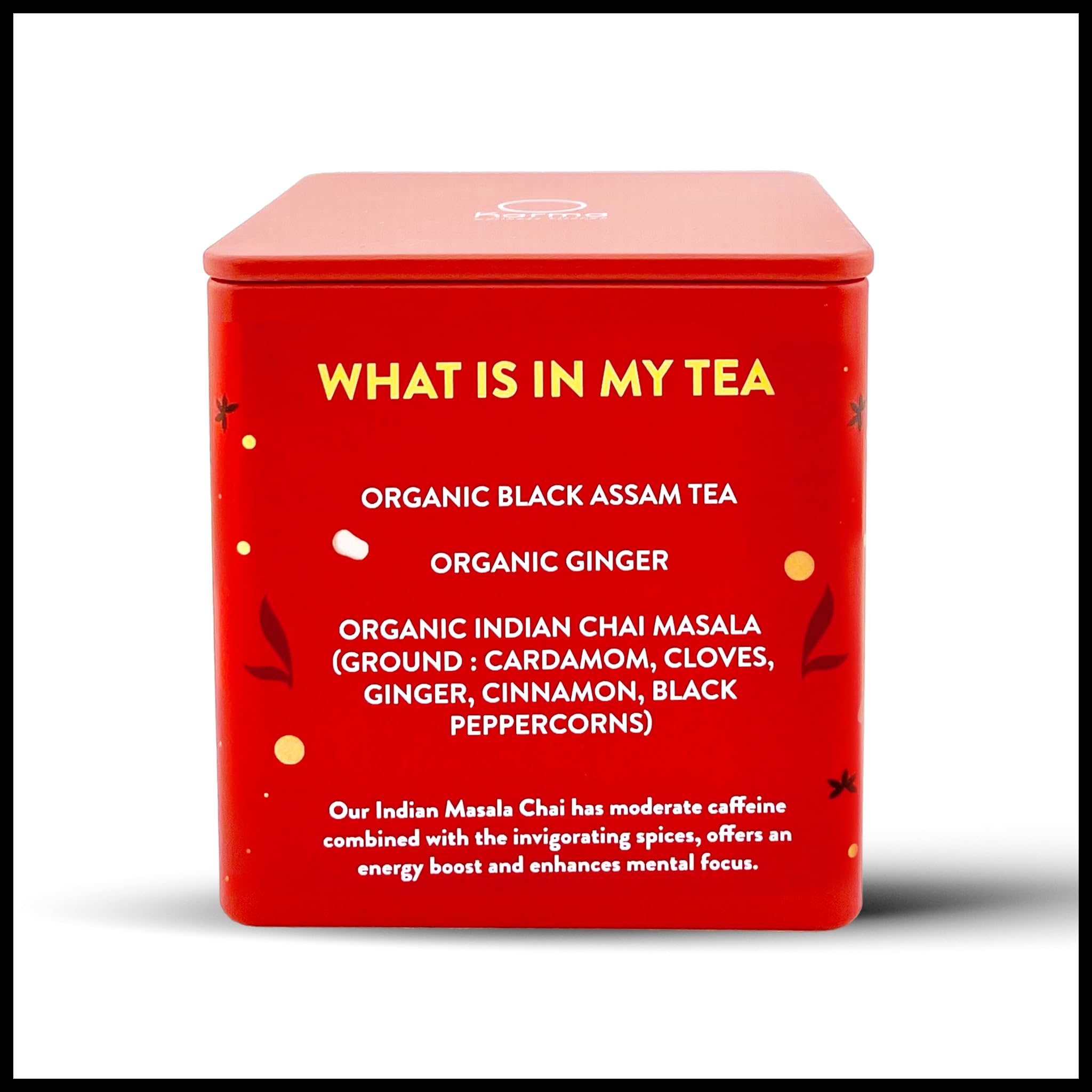 Karma Masala Chai - Herbal, Caffeine, Organic, Non-GMO Blend - Calming Herbs & Spices for Relaxation, Focus, Wellness, and Healthy Sipping - Re-Usable