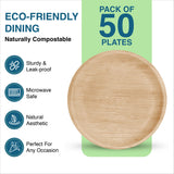 GREEN EARTHLY Bulk 7" Palm Leaf Disposable Plates (50-Count) - 100% Natural & Compostable Eco-friendly Plates for Desserts, Appetizers and Catering