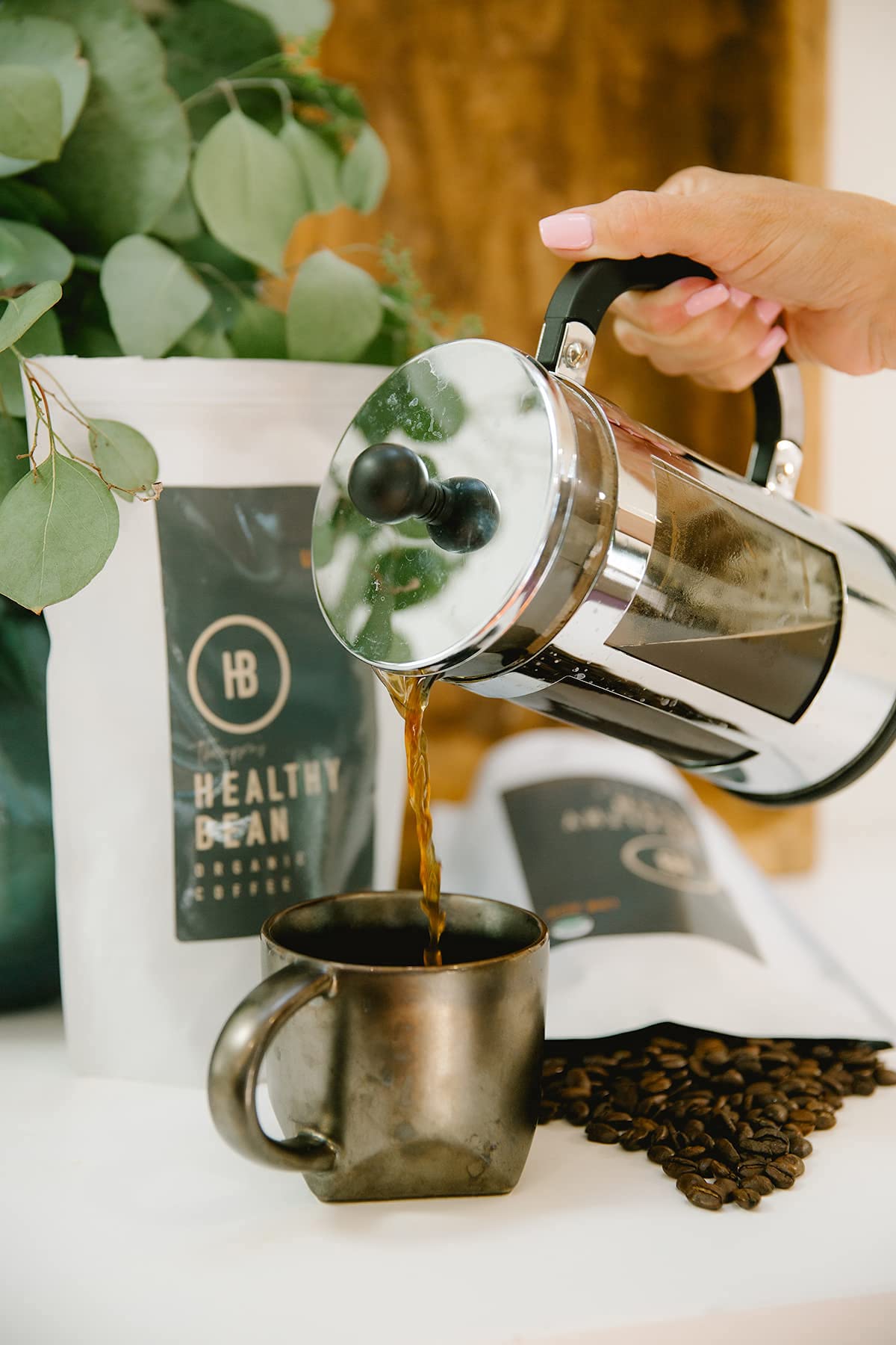 Healthy Bean Espresso Organic Coffee Beans Whole - Low Acid Coffee for Sensitive Stomach, Strong and Rich Flavor - USDA Organic, Dark Roast Whole