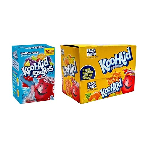 Kool-Aid Drink Mix Duo for Beverage Mixing, Flavored Hydration and Water Flavoring, Peach Mango and Tropical Punch, 0.55 Ounce Packets (Variety Pack)