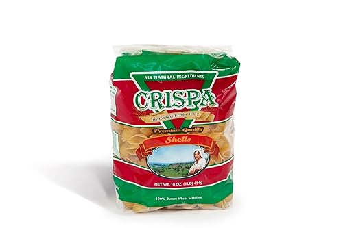 CRISPA Pasta Shells | Authentic Conchiglie Pasta | Premium Durum Wheat, Imported Italian Pasta | All Natural | 16 oz (1 lb) Family Pack