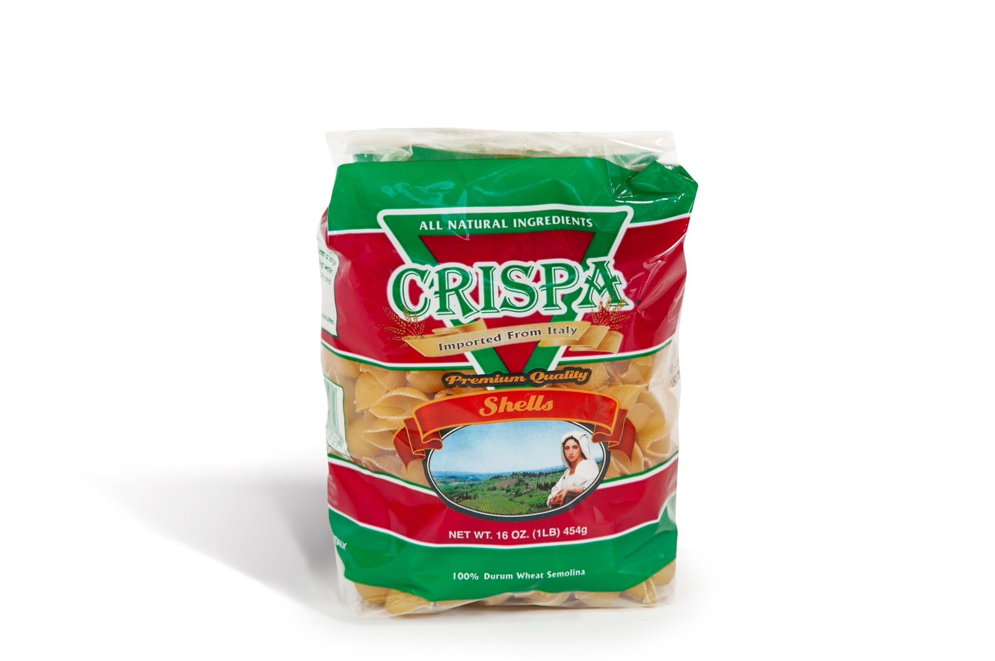 CRISPA Pasta Shells | Authentic Conchiglie Pasta | Premium Durum Wheat, Imported Italian Pasta | All Natural | 16 oz (1 lb) Family Pack