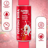 Popping Jacky Boba Tea Drink (Pack of 12) with Popping Boba Pearls - Ready to Drink Bottled Bubble Tea - Strawberry Dragon Fruit Oolong Fruit Tea