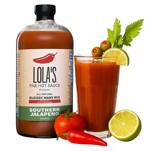 Lola's Fine Hot Sauce - Lola's Southern Jalapeno Bloody Mary Mix 32 oz | All-Natural, Gluten-Free | Made from Scratch | Infused with Lola's Signature