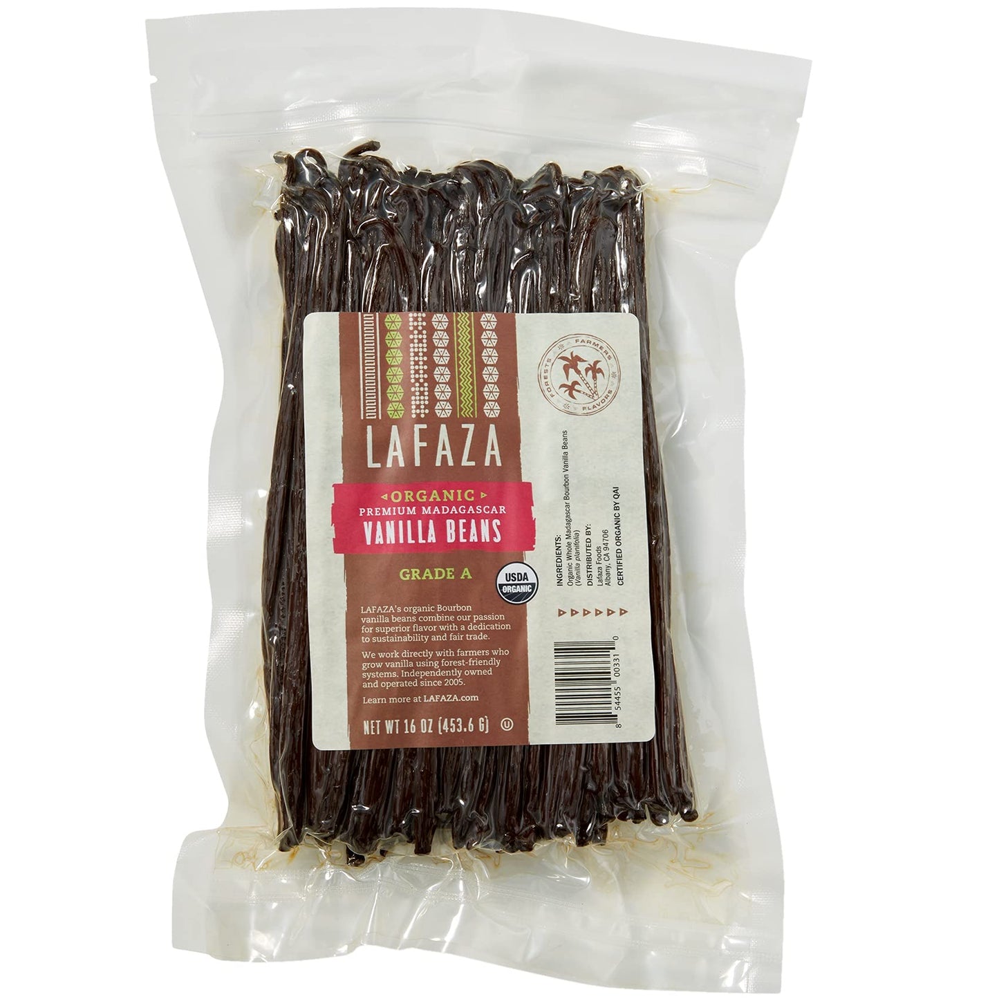 Lafaza Organic Whole Gourmet Madagascar Bourbon Vanilla Beans, 1lb, Kosher, Non-GMO