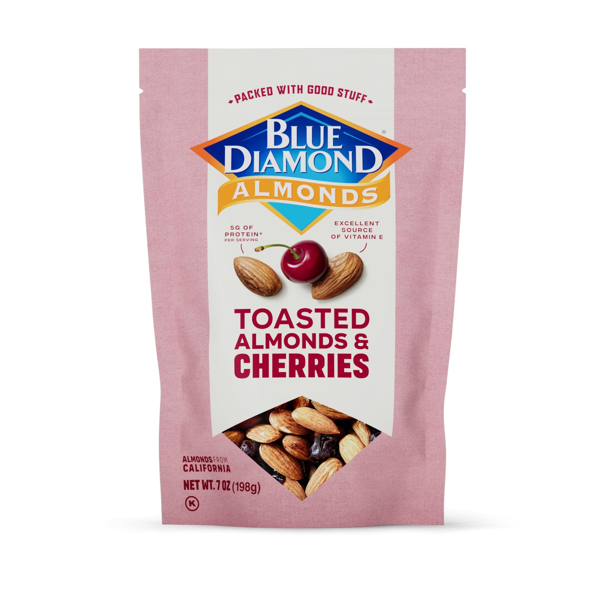 Blue Diamond Almonds, Toasted Almonds and Dried Cherries Make For Sweet, Tart, and Healthy Snacking with 5g of Protein, 7 Ounce (Pack of 1)