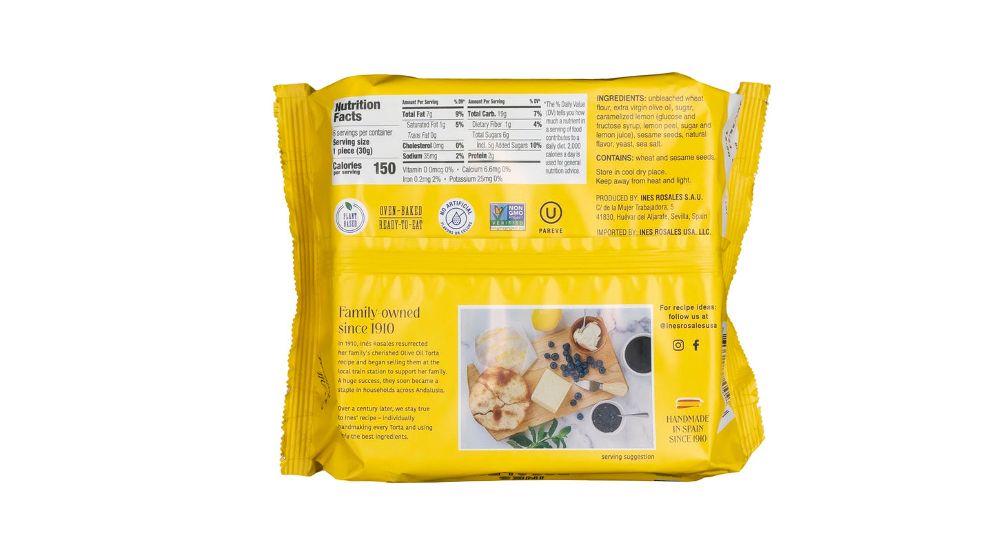 INES ROSALES Sweet Lemon Tortas, 6.34 OZ