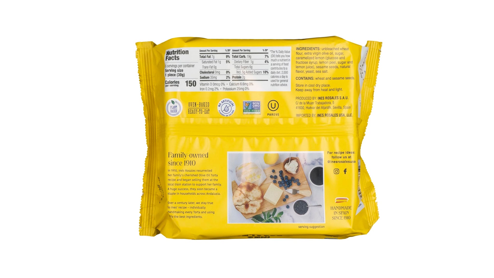 INES ROSALES Sweet Lemon Tortas, 6.34 OZ
