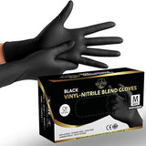 Solutrel Black Vinyl-Nitrile Disposable Gloves, 4.5mil - 100 Count, Latex & Powder-Free, For Salon, Cleaning, Food Prep, & More (100 Count per Box
