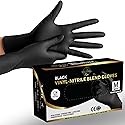 Solutrel Black Vinyl-Nitrile Disposable Gloves, 4.5mil - 100 Count, Latex & Powder-Free, For Salon, Cleaning, Food Prep, & More (100 Count per Box