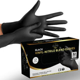Solutrel Black Vinyl-Nitrile Disposable Gloves, 4.5mil - 100 Count, Latex & Powder-Free, For Salon, Cleaning, Food Prep, & More (100 Count per Box
