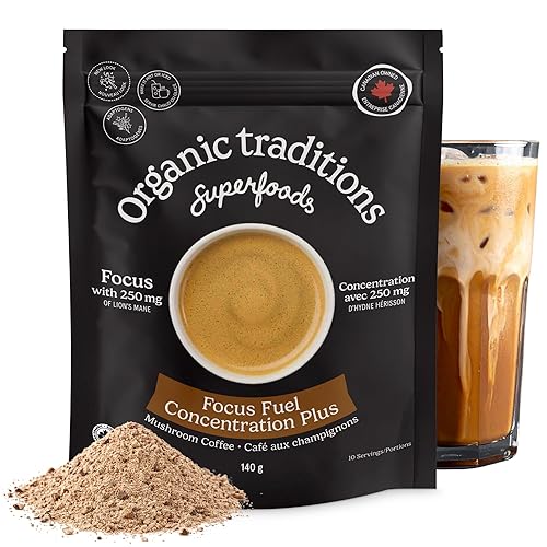 Organic Traditions Organic Focus Fuel Mushroom Instant Coffee, 140 GR