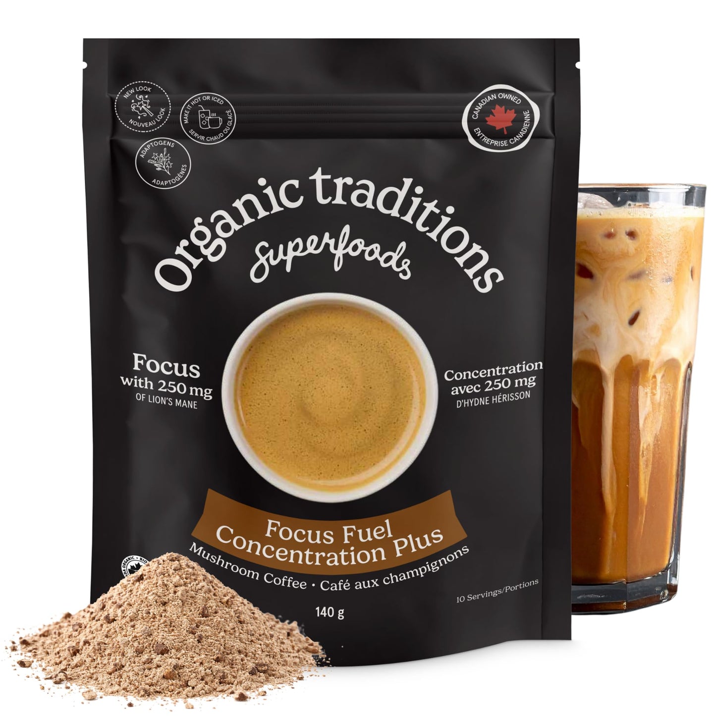 Organic Traditions Organic Focus Fuel Mushroom Instant Coffee, 140 GR
