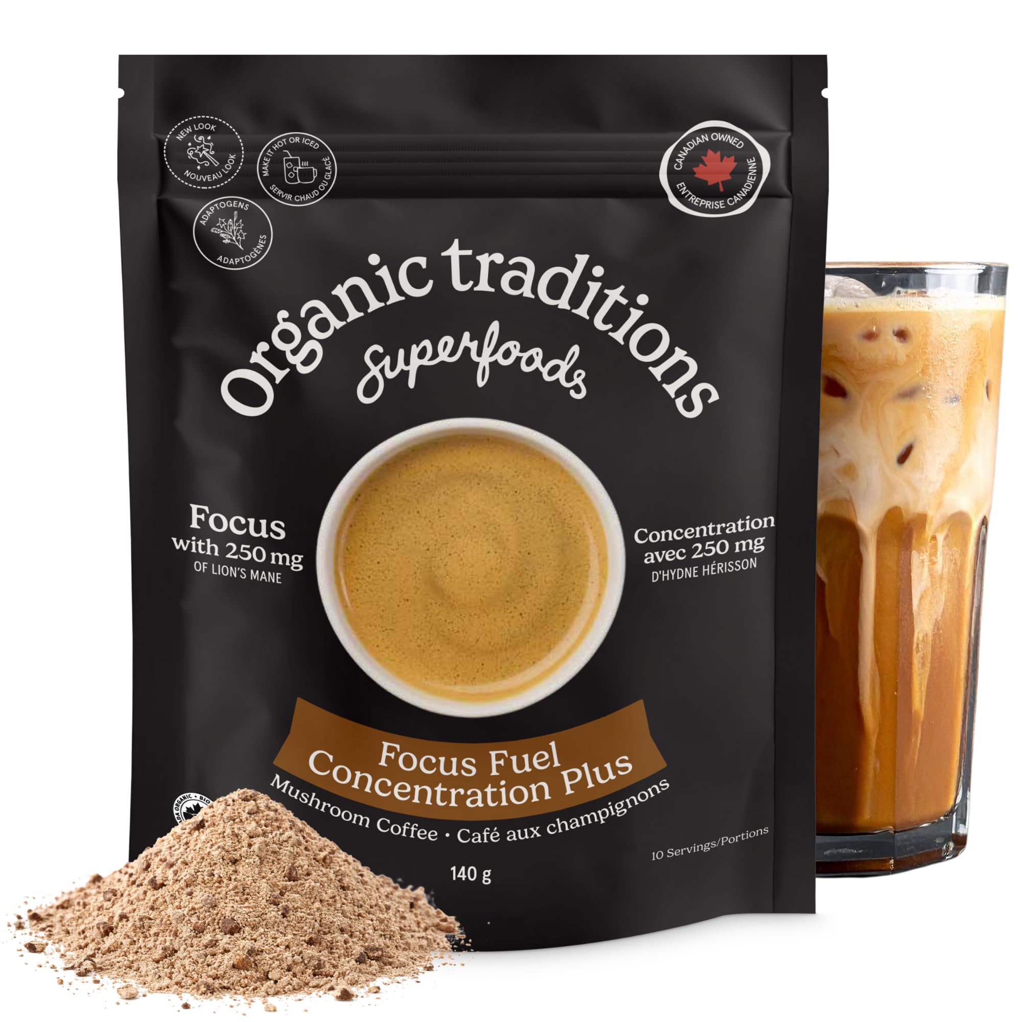 Organic Traditions Organic Focus Fuel Mushroom Instant Coffee, 140 GR