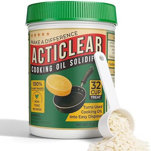 ACTICLEAR Cooking Oil Solidifier - 11oz (32 Cups) Algae-Based Grease Hardener for Easy Disposal, Turns Used Cooking Oils to Solid Waste, Kitchen Fry