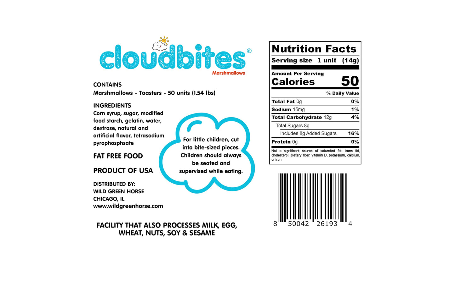 Cloudbites Individually Wrapped Marshmallows | 50 units | Toasters | Great for S'mores or snacks