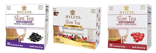 Hyleys Slim Tea Variety Pack Bundle - 9 Flavor Assortment, Acai Berry, and Goji Berry - 200 Total Tea Bags for a Delicious Tea Experience