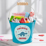 Personalization Universe Dino-Mite Personalized Mini Turquoise Treat Bucket