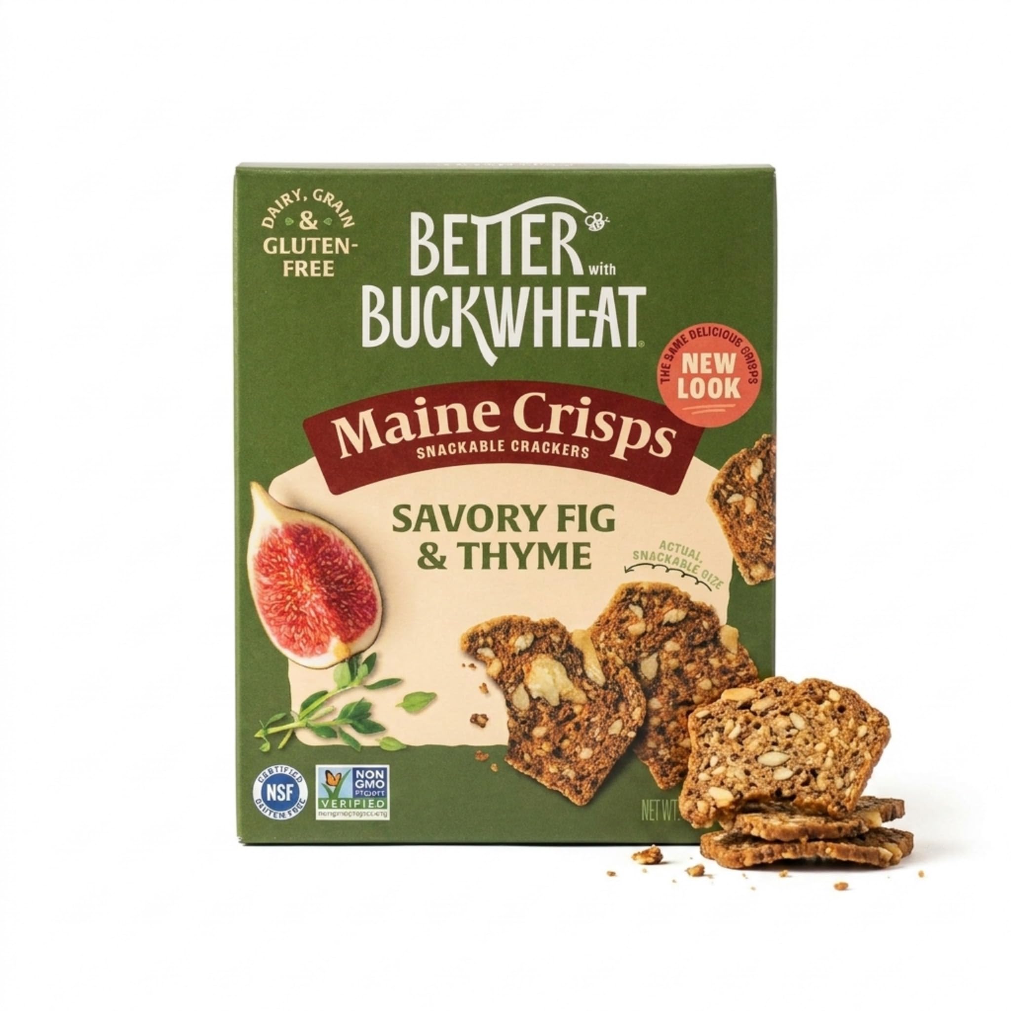 Maine Crisp Savory Fig & Thyme Crisps - Vegan Gluten Free Crackers - Snack Crackers, Grain Free, Dairy Free, Non-GMO - Sweet & Savory Flavor - 4oz
