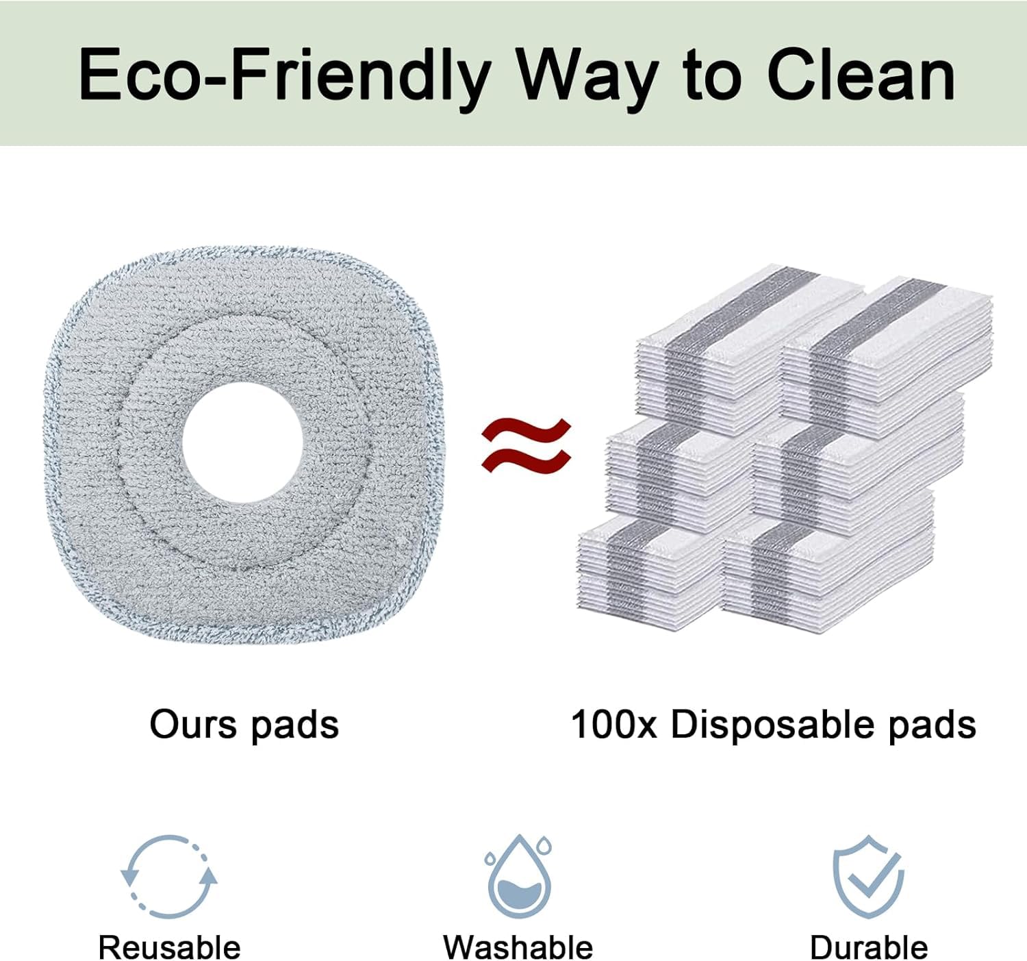 True & Tidy® 2-Pack 9 inch Extra Thick Microfiber Pad Refill for SPIN-800 TrueClean Mop & Bucket Square, Compatible with M16 and Most Square Spin Mop