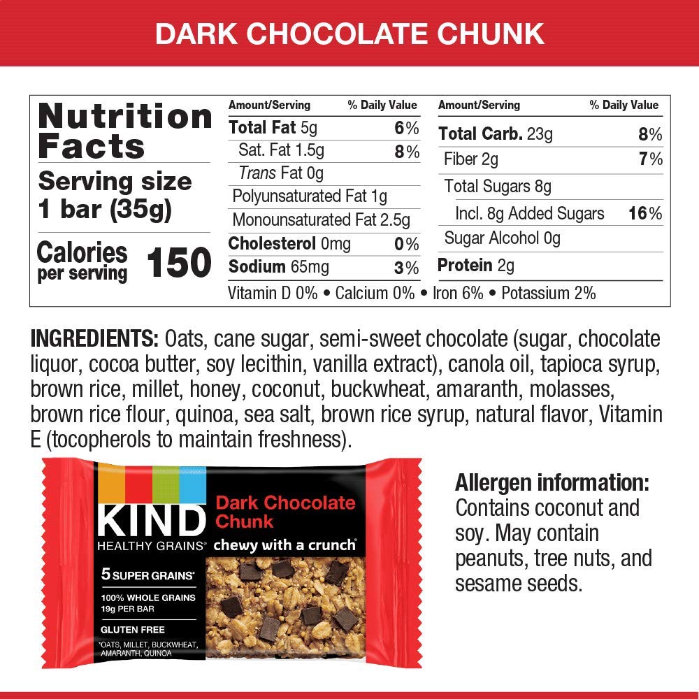 KIND Healthy Grains Bars, Double Chocolate Chunk, Non GMO, Gluten Free, 1.2oz, 5 Count (Pack of 3)