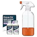 Grove Co. Multi-Purpose Cleaner, Refill Concentrate (2 x 1 Oz) + Glass Spray Bottle (16 Oz), Plant-based Household Cleaning Supplies Bundle, No