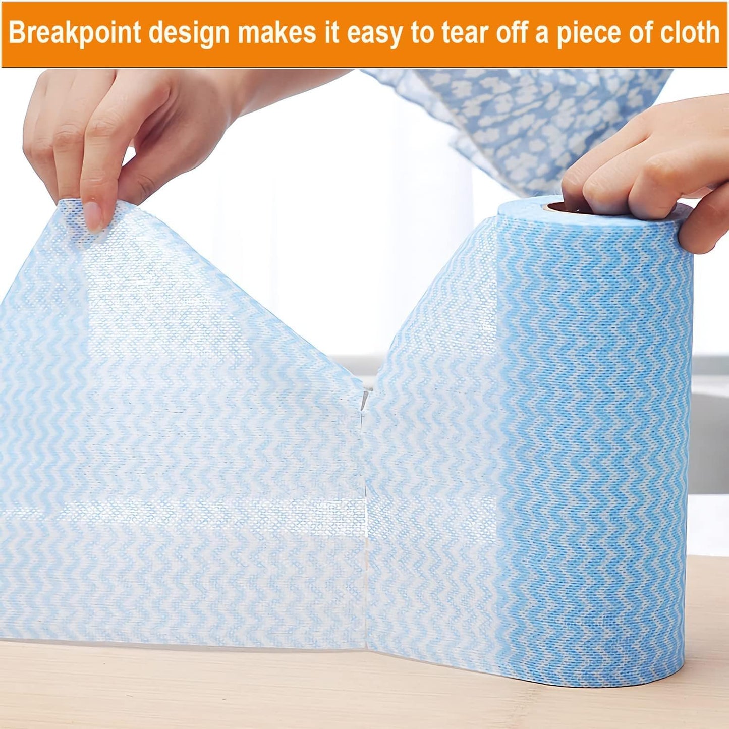 Yaosan Disposable Dish Cloths 3 Rolls Reusable All Purpose Fast Drying Handy Cleaning Wipes Paper Towel Alternative for Kitchen 150 Count