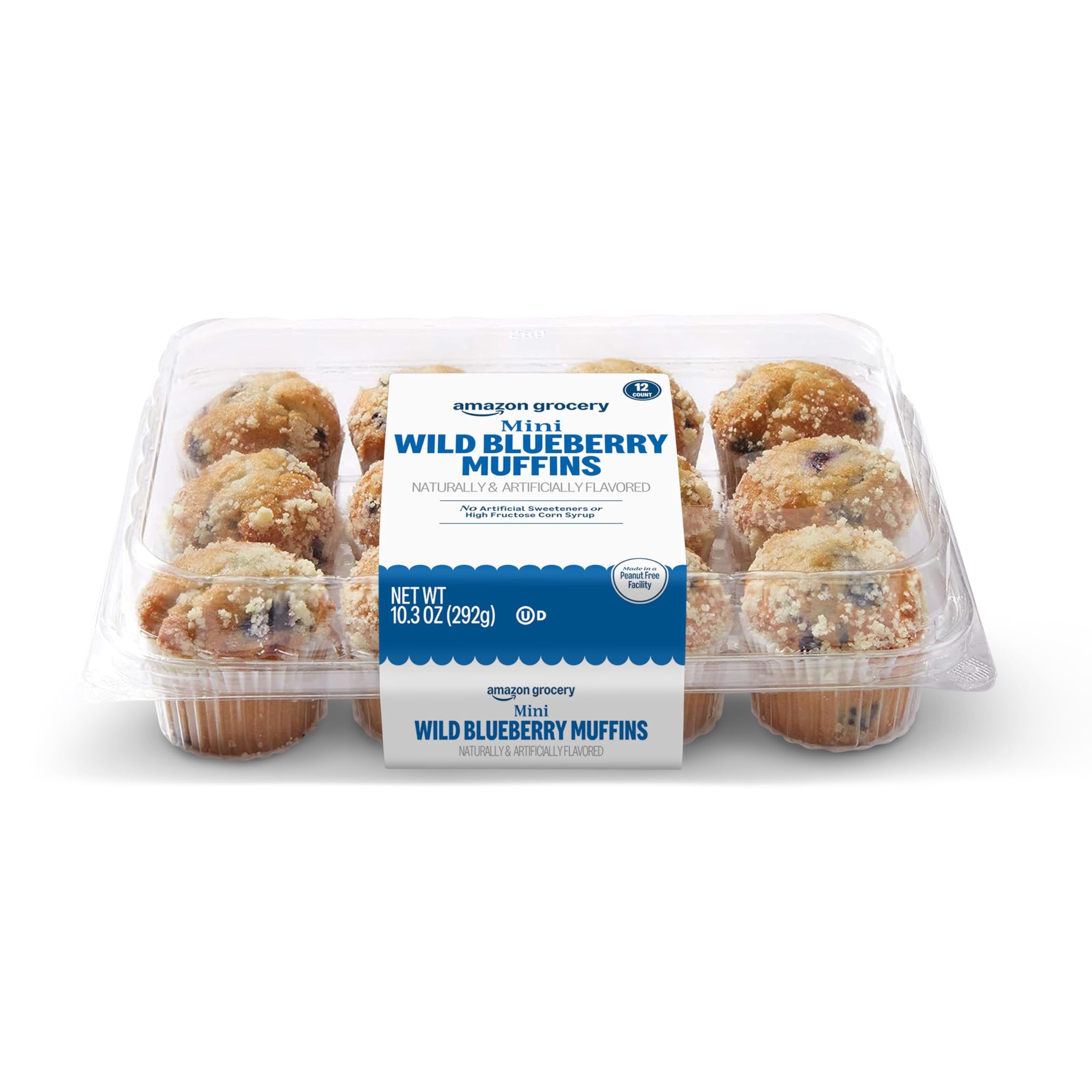 Amazon Grocery, Mini Wild Blueberry Muffins, 10.3 Oz, 12 Ct, Frozen