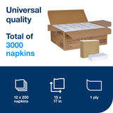 Tork White Dinner Napkin, 1/8 Fold 1-ply, 17" x 14.9", 12 x 250 napkins, N5181A, White
