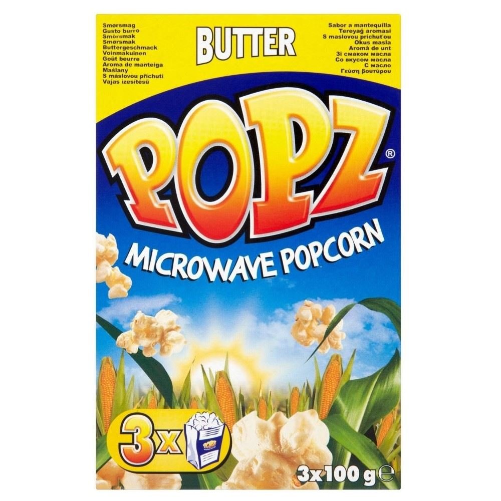 Popz Microwave Popcorn - Butter (3x100g) - Pack of 2