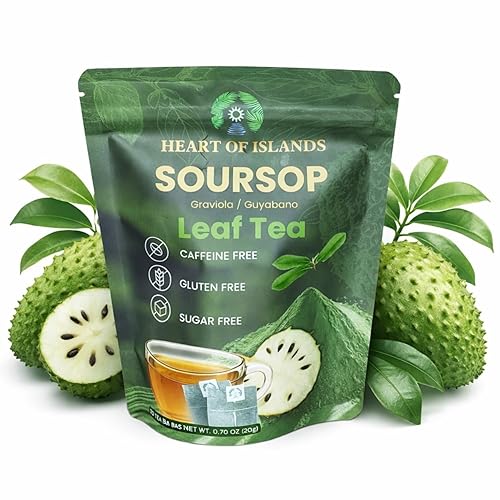 Heart of Islands KOSHER & HALAL Certified Soursop Tea Bags (1g Each) | 20 Tea Bags | Premium Guyabano (Graviola) Leaves from the Philippines | Organic