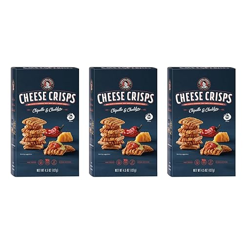 John Wm. Macy - Chipotle & Cheddar CheeseCrisps - Hand Crafted, Non GMO, and Nothing Artificial - Made with Real Cheese - 4.5 oz. Cartons - 3 Pack