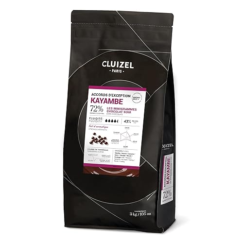 Michel Cluizel French Chocolate - Kayambe Noir Couverture Pastilles Bittersweet Chips, 72% Cocoa, 3kg/6.6lb. Bag