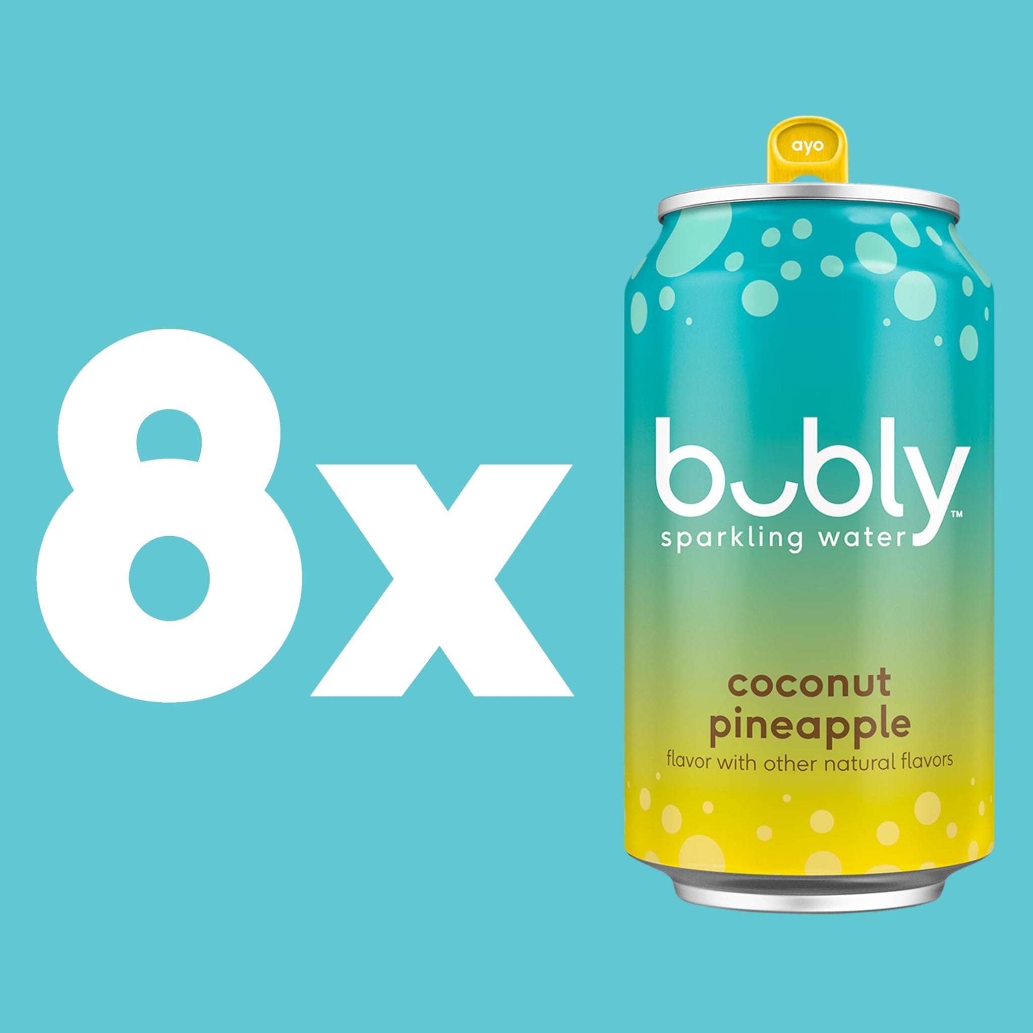 bubly Sparkling Water, Coconut Pineapple, Zero Sugar & Zero Calories, 12 Fl Oz Cans (Pack of 8)
