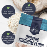 Great River Milling Organic Sorghum Flour | Gluten Free Whole Grain Flour | USDA Organic, Non-GMO, Kosher, Vegan Certified | Mild, Versatile Baking
