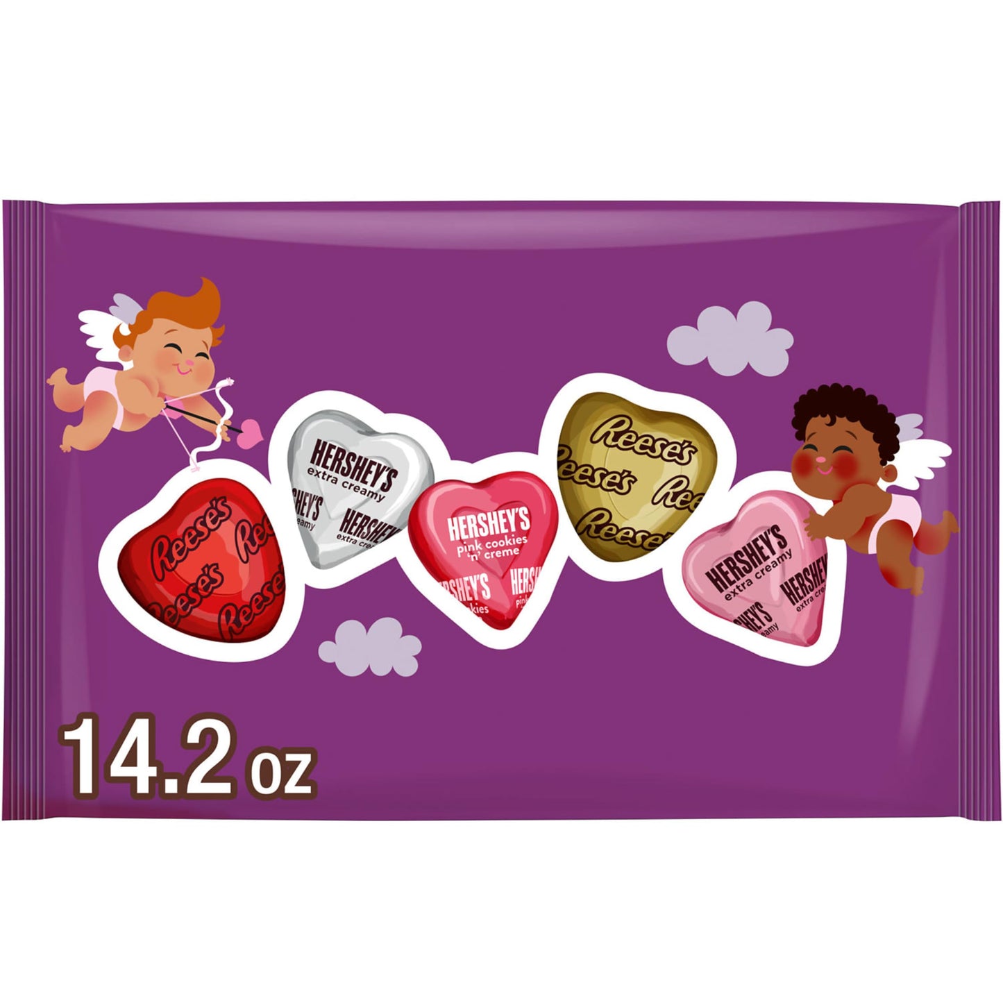 HERSHEY'S and REESE'S Assorted Flavored Hearts, Valentine's Candy Bag, 14.2 oz
